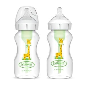 Pachet Biberoane Anti-Colici, Design, Gat Larg "Options Plus" PP, 270ml. cu tetina nivel doi, 2-Pack