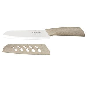 Cutit santoku AMBITION Skiv, 15cm, alb, lama ceramica 
