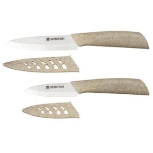 Set cutite AMBITION Skiv, 2 piese, alb, lama ceramica 