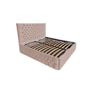 Pat Beds Place, cu somiera, Cyntia Premium Velvet Roz 61, 180x200 cm, H 150 cm