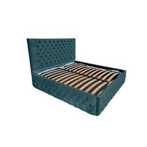 Pat Beds Place, cu somiera, Cyntia Premium Velvet Verde 77, 200x200 cm, H 140 cm