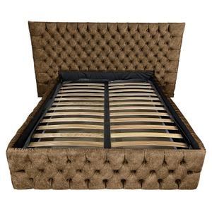 Pat dublu cu somiera, Beds Place, Cyntia wide Premium, cafeniu 075, 200x200 cm, H150