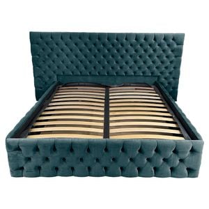 Pat dublu cu somiera, Beds Place, Cyntia wide Premium, Velvet Verde 77, 200x200 cm, H 150 cm