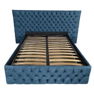 Pat dublu cu somiera, Beds Place, Cyntia wide, bleumarin 140, 120x200 cm, H110