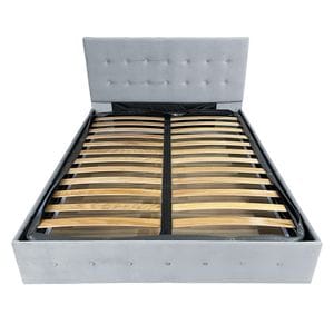 Pat tapitat cu somiera Beds Place, Atena, Velvet Gri deschis 18, 140x200 cm, H 105 cm