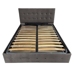 Pat tapitat cu somiera Beds Place, Atena, Velvet Maro 5, 140x200 cm, H 105 cm