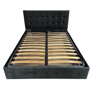 Pat tapitat cu somiera Beds Place, Atena, Velvet Negru 22, 140x200 cm, H 105 cm
