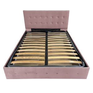 Pat tapitat cu somiera Beds Place, Atena, Velvet Roz 06, 140x200 cm, H 105 cm
