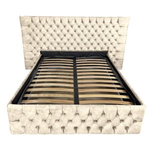 Pat tapitat cu somiera Beds Place, Cyntia wide, bej 020, 200x200 cm, H140