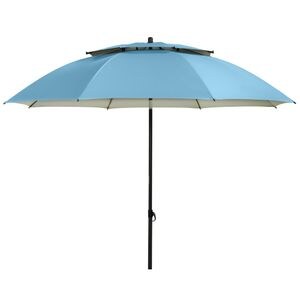 Umbrela pentru soare DacEnergy, realizat din poliester, structura metalica, rezistenta la umezeala si la razele UV, forma rotunda, 200 x 207 cm, culoare albastra
