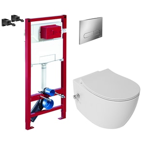 Set vas WC Schell, Isvea SentimentiNEO cu functie bideu, baterie actionare, capac softclose, alb
