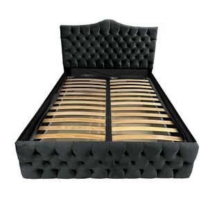 Pat tapitat cu somiera Beds Place, Tudor, Velvet Negru 22, 160x200 cm, H 115 cm