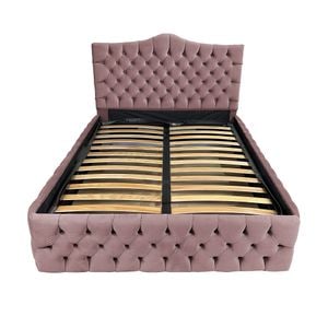 Pat tapitat cu somiera Beds Place, Tudor, Premium Velvet Roz 06, 120x200 cm, H 110 cm