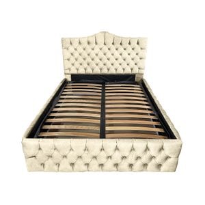 Pat tapitat cu somiera Beds Place, Tudor, Premium bej 020, 200x200 cm, H150