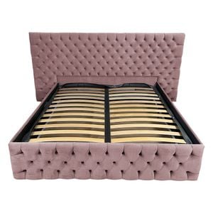 Pat tapitat cu somiera Beds Place, Cyntia wide, Velvet Roz 06, 180x200 cm, H 140 cm