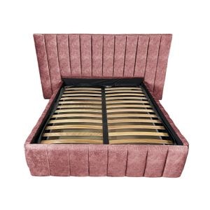 Pat tapitat cu somiera Beds Place, Diego Premium, caramiziu 110, 200x200 cm, H150