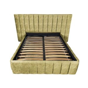 Pat tapitat cu somiera Beds Place, Diego Premium, kaki 088, 200x200 cm, H140