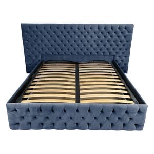 Pat tapitat cu somiera Beds Place, Cyntia wide, Velvet Albastru 15, 120x200 cm, H 150 cm