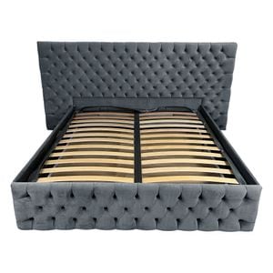 Pat tapitat cu somiera Beds Place, Cyntia wide, Velvet Gri 20, 160x200 cm, H 115 cm