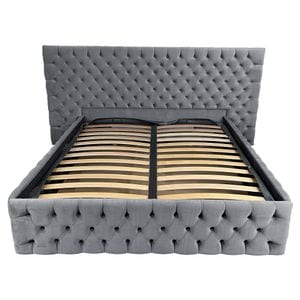Pat tapitat cu somiera Beds Place, Cyntia wide Premium, Velvet Gri 19, 200x200 cm, H 120 cm