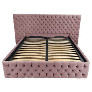 Pat tapitat cu somiera Beds Place, Cyntia wide Premium, Velvet Roz 06, 180x200 cm, H 150 cm