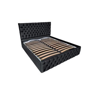 Pat tapitat cu somiera Beds Place, Cyntia Velvet Negru 22, 120x200 cm, H 115 cm