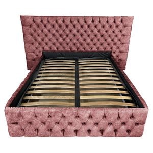 Pat tapitat cu somiera Beds Place, Cyntia wide Premium, caramiziu 110, 200x200 cm, H140