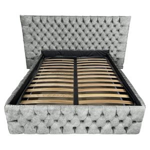 Pat tapitat cu somiera Beds Place, Cyntia wide Premium, gri 690, 180x200 cm, H140