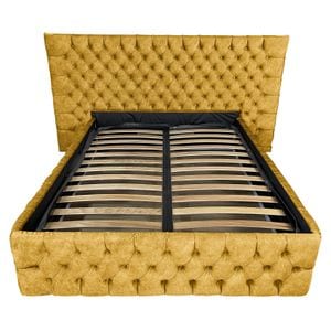 Pat tapitat cu somiera Beds Place, Cyntia wide Premium, ocru 170, 200x200 cm, H150