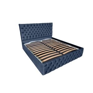 Pat tapitat cu somiera Beds Place, Cyntia Velvet Albastru 15, 120x200 cm, H 150 cm