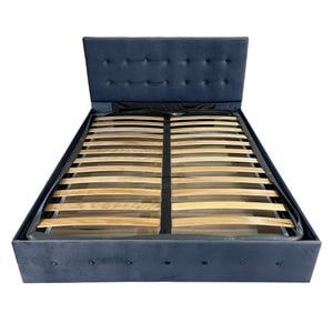 Pat tapitat cu somiera Beds Place, Atena, Velvet Albastru 14, 120x200 cm, H 105 cm