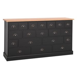 Comoda living, lemn masiv, 180 x 48 x 95 cm, negru-maro