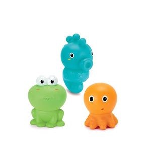 Jucarie de baie cu stropitoare Infantino Jungel Animals, sistem de curatare antimucegai