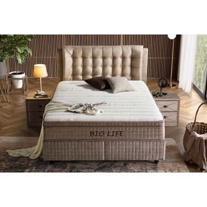 Pat Tapitat Bio Life, somiera inclusa, 160x200 cm, culoare crem