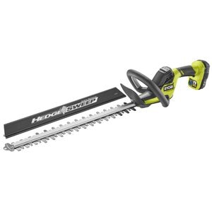 Foarfeca electrica pentru tuns gard viu Ryobi, lama din otel, 45 cm, cu acumulator 2 Ah, 18 V