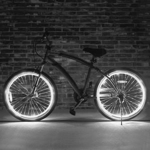 Kit luminos tuning roti bicicleta PROCART, fir El Wire flexibil, alb