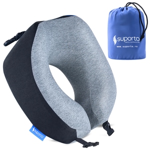 Perna de calatorie Suporto Travel Companion, din spuma cu memorie, Accesoriu de voiaj pentru drumuri lungi, Neagra