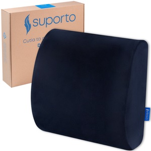 Perna Lombara Suporto Slim, pentru un spate drept si fara dureri. Suport lombar pentru scaun auto sau de birou, Culoare Neagra