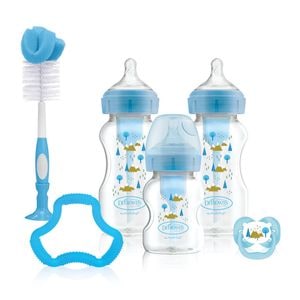 Set biberoane si accesorii Dr. Brown's, anti-colici, cu gat larg, Options Plus, PP, albastru