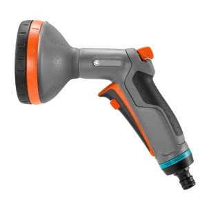 Pistol de stropit Gardena, 5 jeturi stropire, debit reglabil, cap de stropire robust, declansator on/off