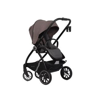 Carucior nou nascut cu pliere compacta si scaun reversibil EURO CART Crox, 5 puncte, 0 luni+, pana la 22 kg, maro taupe