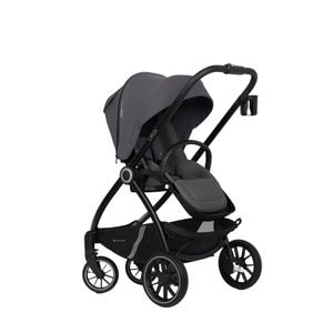 Carucior nou nascut cu pliere compacta si scaun reversibil EURO CART Crox, 5 puncte, 0 luni+, pana la 22 kg, gri inchis