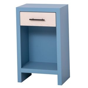 Noptiera cu 1 sertar, colectia "Rustic Haven" culoare corp albastru deschis P053, culoare sertar natural P095, dublu color, 45x30x74 cm