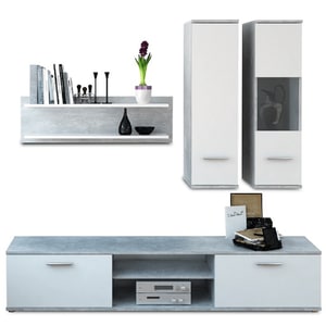 Mobila living DacEnergy, ciment-alb, 188 x 30 x 165 cm