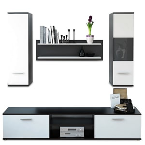 Mobila living DacEnergy, negru-alb, 188 x 30 x 165  cm