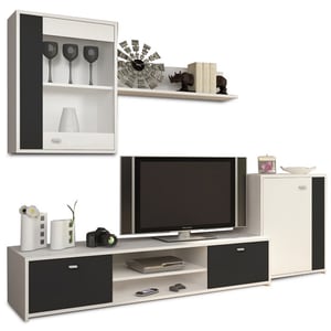 Mobila living DacEnergy, alb-negru, 210 x 42 x 180 cm