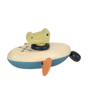 Jucarie pentru baie din lemn, Egmont Toys, Barcuta crocodil, +2 ani, multicolor