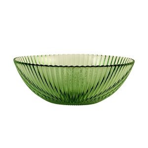Bol Groove, H&H, sticla striata verde,13 cm
