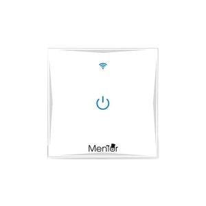 Intrerupator simplu cap-scara Smart wireless Mentor ES010, WiFi, 10A, 400W, Touch, cu NUL, alb