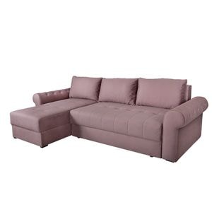 Coltar Extensibil Stanga Trendy, 5 Locuri, Lada Depozitare, Roz, 275 Cm
